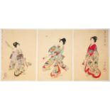 Chikanobu, Playing Hanetsuki, Japanese Woodblock Print