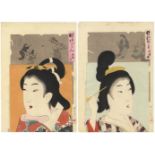 Chikanobu, Set of 2, Original Japanese Woodblock Print