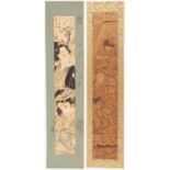 Set of 2 Hashira-e, Original Japanese Woodblock Print