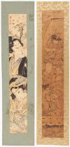 Set of 2 Hashira-e, Original Japanese Woodblock Print