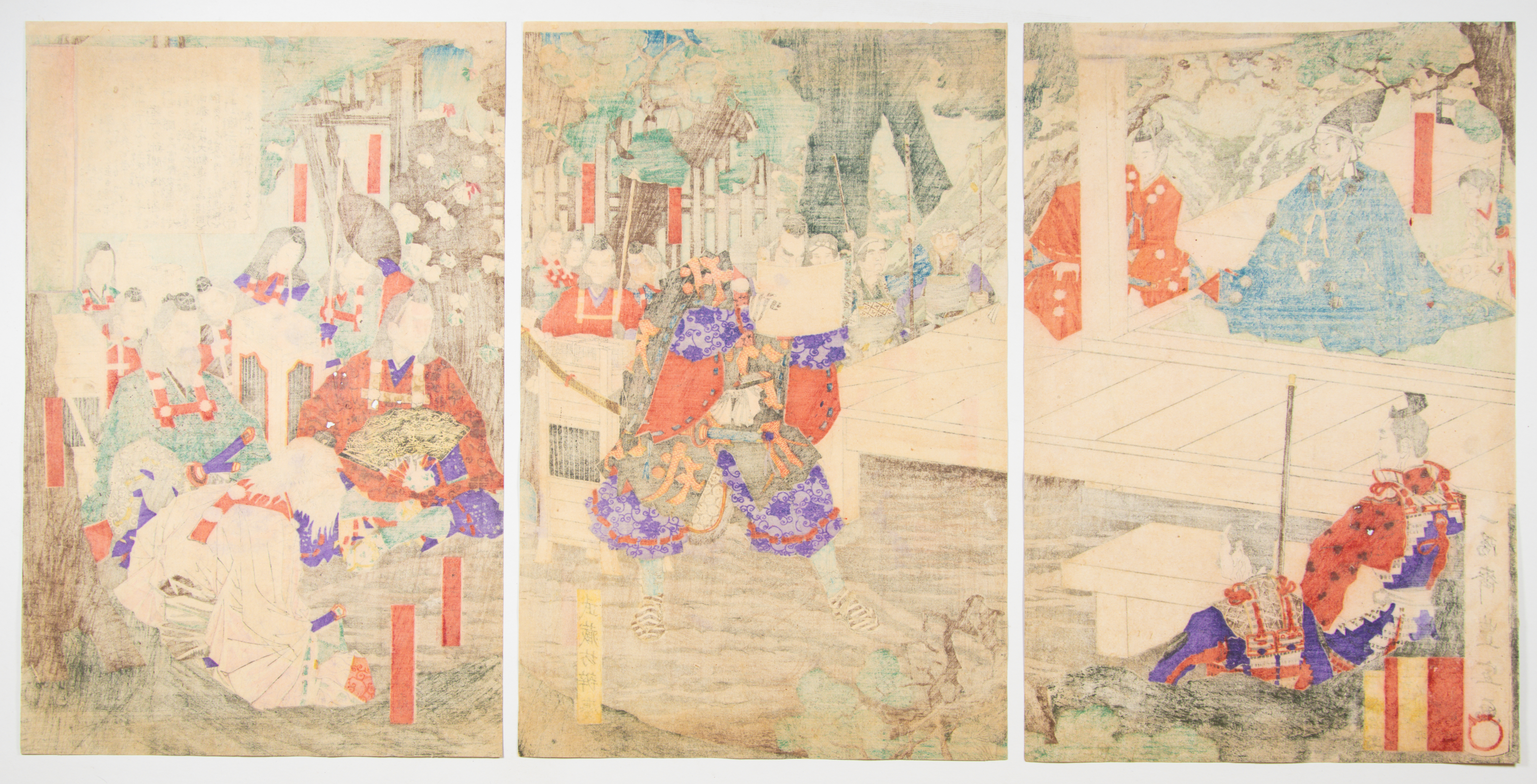 Toyonobu, Ataka Pass, Original Japanese Woodblock Print - Bild 2 aus 2