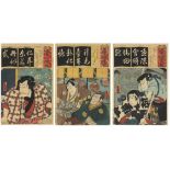 Toyokuni III, Set of 3, Japanese Woodblock Print