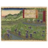 Hiroshige III, Farm, Original Japanese Woodblock Print