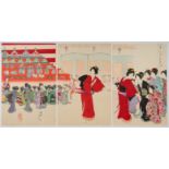Chikanobu, Dolls, Original Japanese Woodblock Print