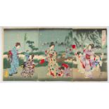 Chikanobu Yoshu, Firelflies, Japanese Woodblock Print