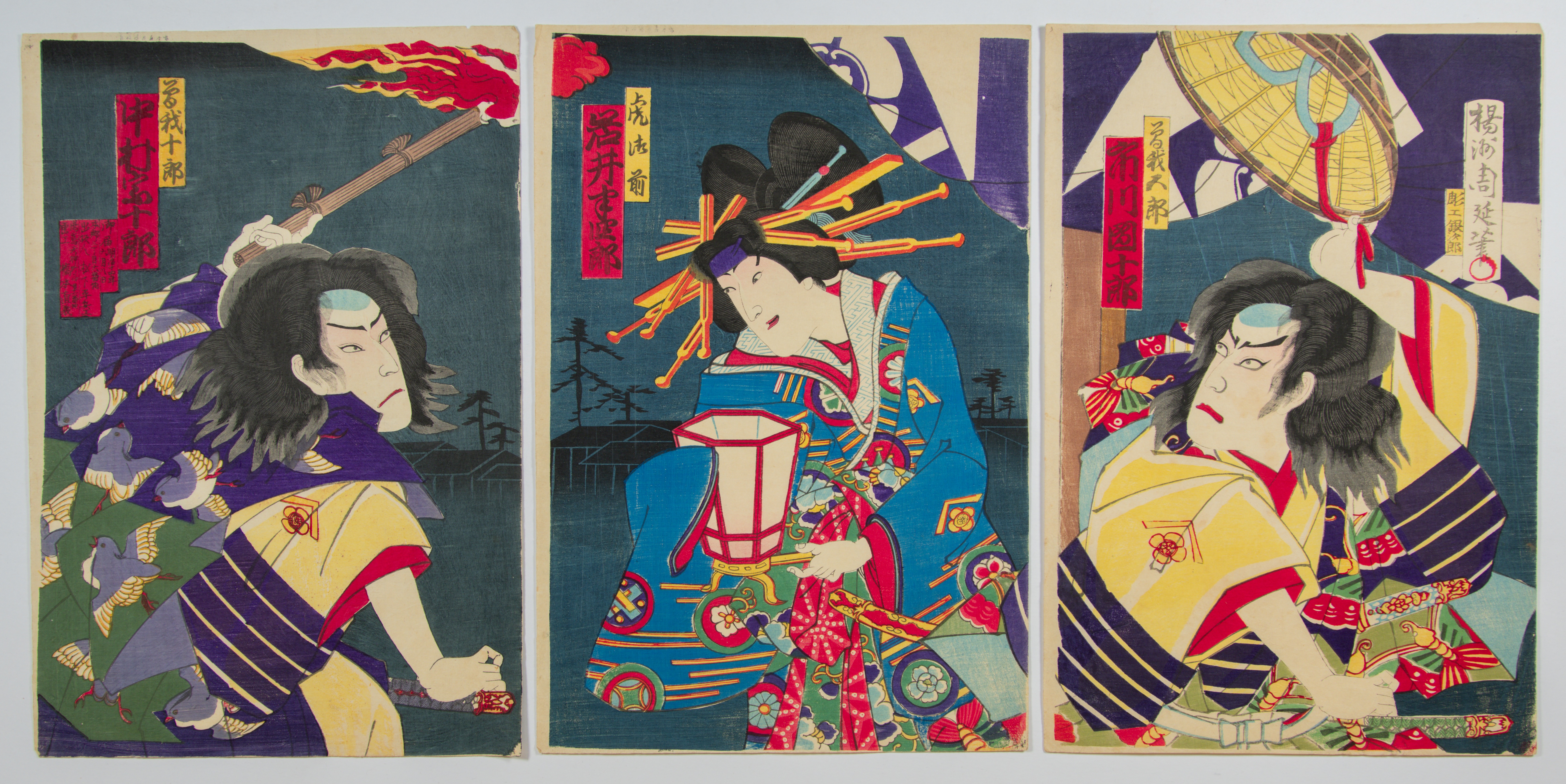 Chikanobu, Kabuki Actors, Japanese Woodblock Print