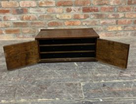 Large wooden Collectors coin or specimen cabinet with original brass handles. W 56cm x D 31cm x H