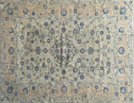 Massive and impressive central Persian Country House carpet, with scrolled blue foliage on a