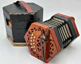 Antique Lachenal C/G 20 Button Anglo Concertina With Case.