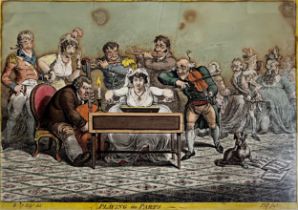 James Gillray (1756-1815) - 'Playing in Parts' publish 1801 by H Humphrey, hand coloured etching, 25