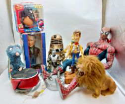 Large mixed assortment of toys to include Spiderman, Doctor Who & Captain Scarlett