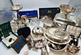 Very Large Collection Of Silver Plate To Include Cutlery, Tureens, Tazza & Silver Collared Decanter