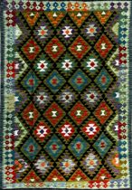 Colourful large Maimana Kelim or Kilim rug. Measures 241 x 169cm
