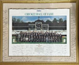 Sports Interest - Large Cricket Hall Of Fame Signed Team Photo. A collection of signatures from 66