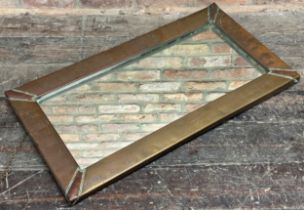 19th century Arts & Crafts riveted copper framed mirror, with original glass, 50 x 93cm