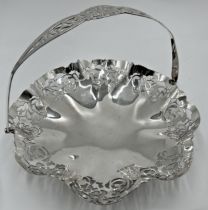 1970s Victorian style silver basket, with pierced rim and handle, J Zimmerman & Co Ltd, Birmingham