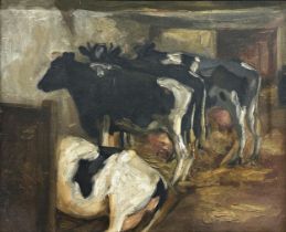 Robert Platt (20th century) - 'Ashour Herd', signed, titled and dated 1943 verso, oil on canvas,