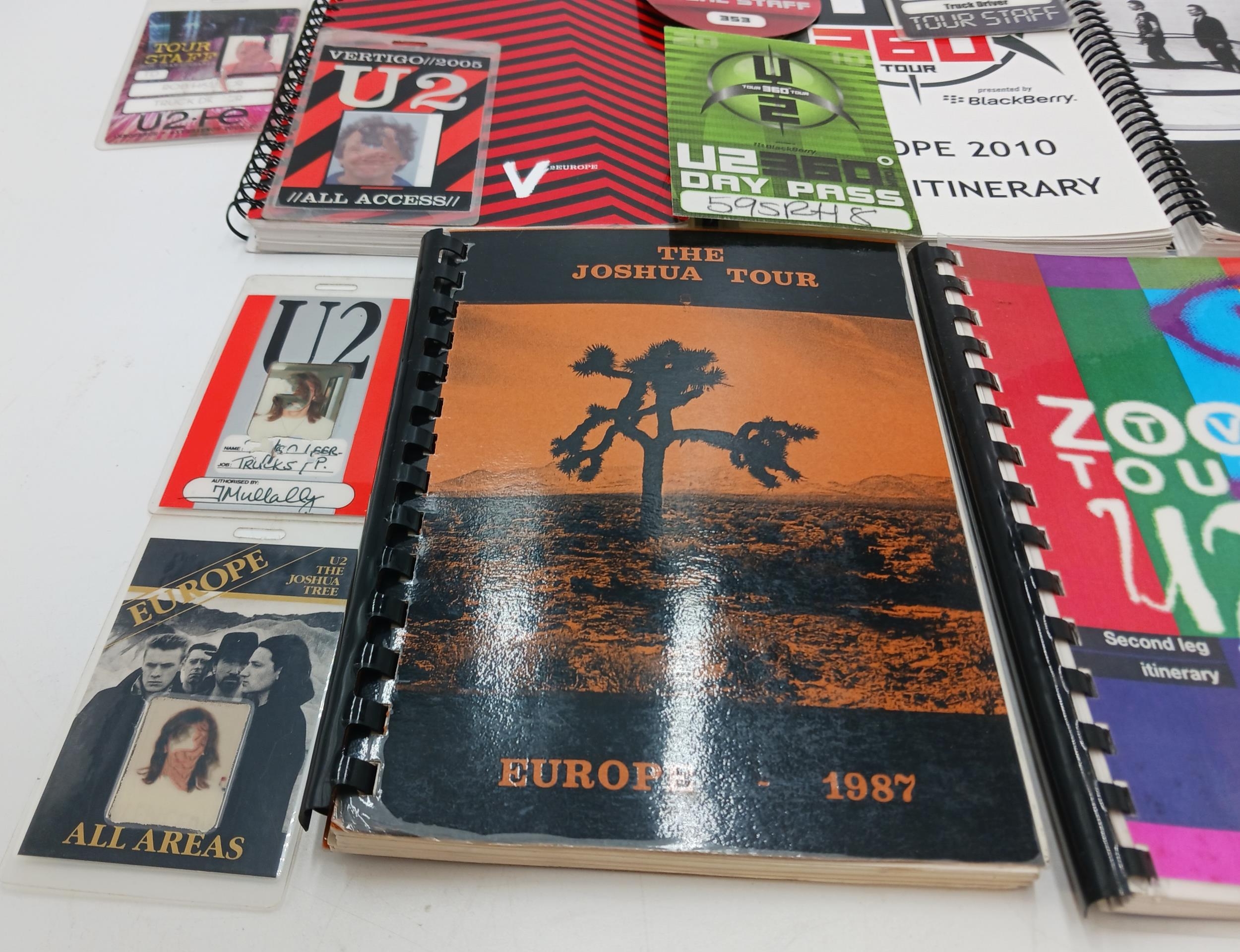 Tour itineraries for U2, including :- The Joshua Tree Tour, Europe, 1987. with 2 laminated passes. : - Image 5 of 5