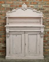Victorian chiffonier with later painted finish, H 154cm x W 107cm x D 39cm