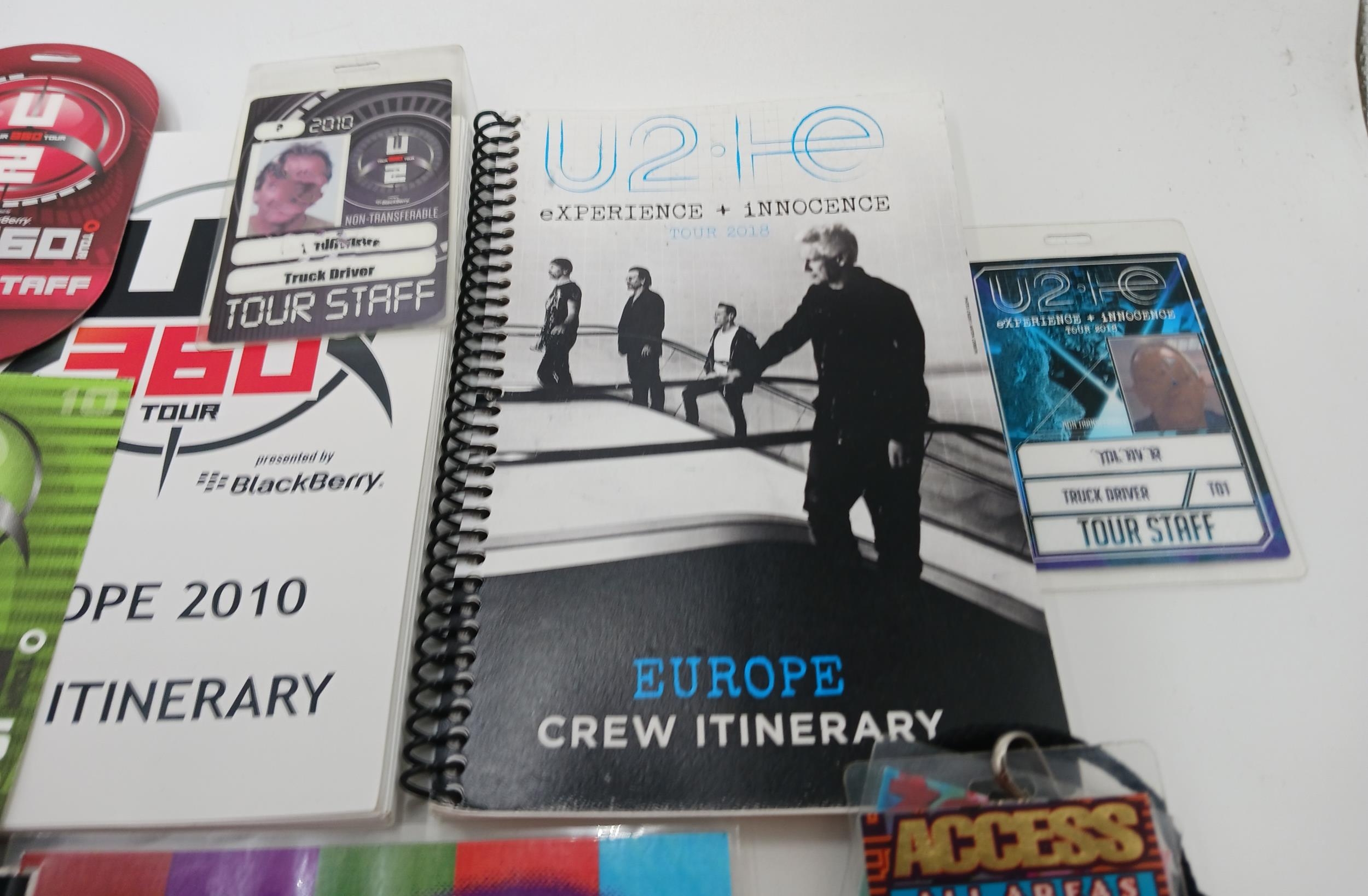 Tour itineraries for U2, including :- The Joshua Tree Tour, Europe, 1987. with 2 laminated passes. : - Image 3 of 5