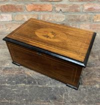 19th century Swiss rosewood cased music box, stained boxwood inlay, playing eight airs, three