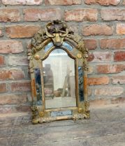 Antique Baroque Style Gold Plaster Mirror With Floral Design. 65cm x 39cm.