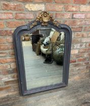 Large Grey Wooden Wall Mirror With Gold Scallop Shell Finish. 120cm x 80cm.