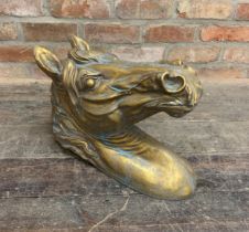 Large Gold Plaster Horse Head Sculpture. H 50cm.