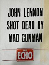 An original The Echo billboard poster 'John Lennon Shot Dead By Mad Gunman'