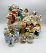 Assortment Of Staffordshire Figures To Include Empress Of France Example With Further Continental