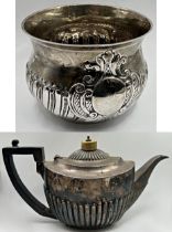 Victorian silver porringer, half fluted decoration, maker Charles Stuart Harris, London 1822, 9cm