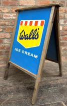 Advertising - Walls Ice Cream, folding wooden A-Board fitted with two tin signs, 82cm high when open