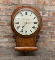 Good quality 19th century Richard Woolfall of Liverpool satinwood case twin fusee drop dial wall