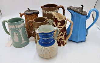 Quantity of mainly Wedgwood Pitcher Jugs With Applied Classical Finish (7)