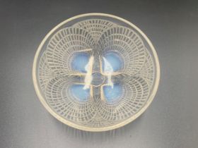 Rene Lalique, 'Coquilles' Pattern Opalescent Glass Bowl. Signed To Base. D 13cm x H 5cm.