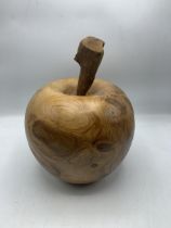 Large Turned Fruit Wood Apple Sculpture. H 35cm.