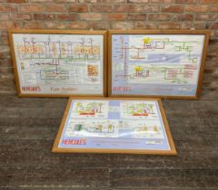 Three Hercules aeroplane engineering guides, two printed on paper the other on plastic, 72 x 99cm,