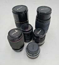 Collection of Nikon Camera lenses to include Nikkor 180mm 2.8, Nikkor 28mm & Nikkor 50mm 1.8 (6)