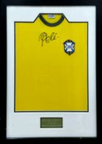Framed & Mounted Signed Pele Brazil Shirt. 87 x 61cm.