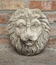 Antique weathered marble lions face mask, H 31cm