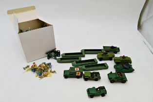 Collection of vintage Corgi & Matchbox military vehicles to include armoured vehicles, trucks &