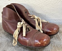 Pair of vintage Winit leather football boots, original laces, size 8