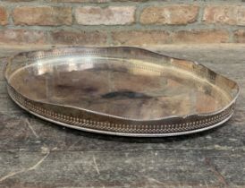 Large Silver Plate Twin Handled Gallery Tray. L 60cm.