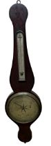 Rare late 18th century Trombetta of Norwich mahogany wheel barometer thermometer, 95cm