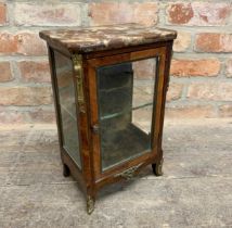 Good quality 19th century French kingwood table top display cabinet, with marble top, glazed door