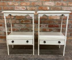 Pair of Georgian style hand painted and distressed bedside tables with frieze drawer to under