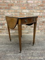 Regency walnut and rosewood crossbanded oval Pembroke table on fluted square tapered legs, H 71cm