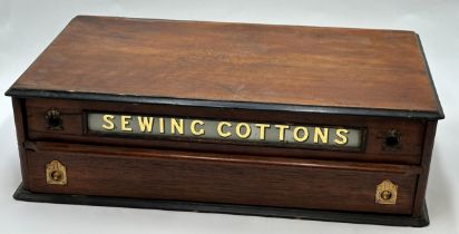 "Ermen & Robins" Wooden Sewing Cotton Reels Retail Shop Front Storage Box With Glass Fronted Finish.