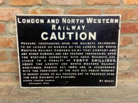 Victorian Cast Iron London & North Western Railway Caution Sign. 65cm x 48cm.