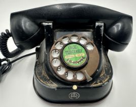 Original Black Anvers Belgique Bell Rotary Dial Telephone MFG Co.